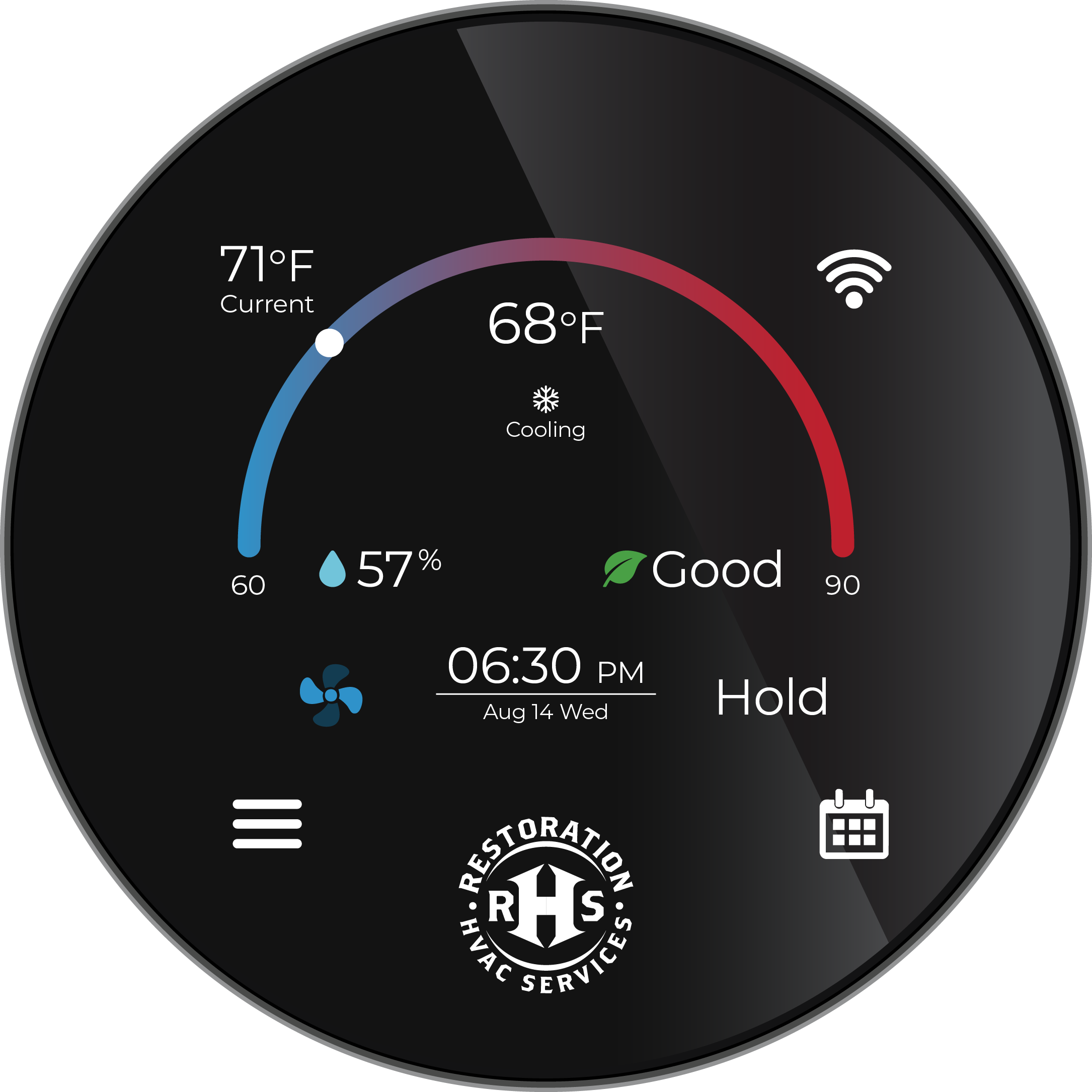 Smart HVAC monitoring app interface